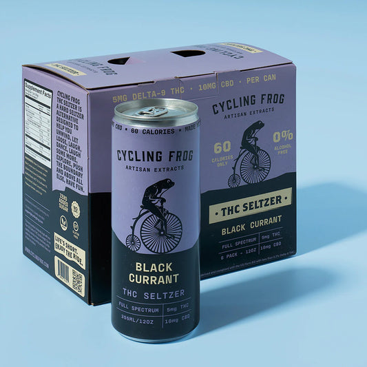 Cycling Frog Black Currant THC Seltzer, 6pk - 12 oz cans 5 mg D9 and 10 mg CBD per can