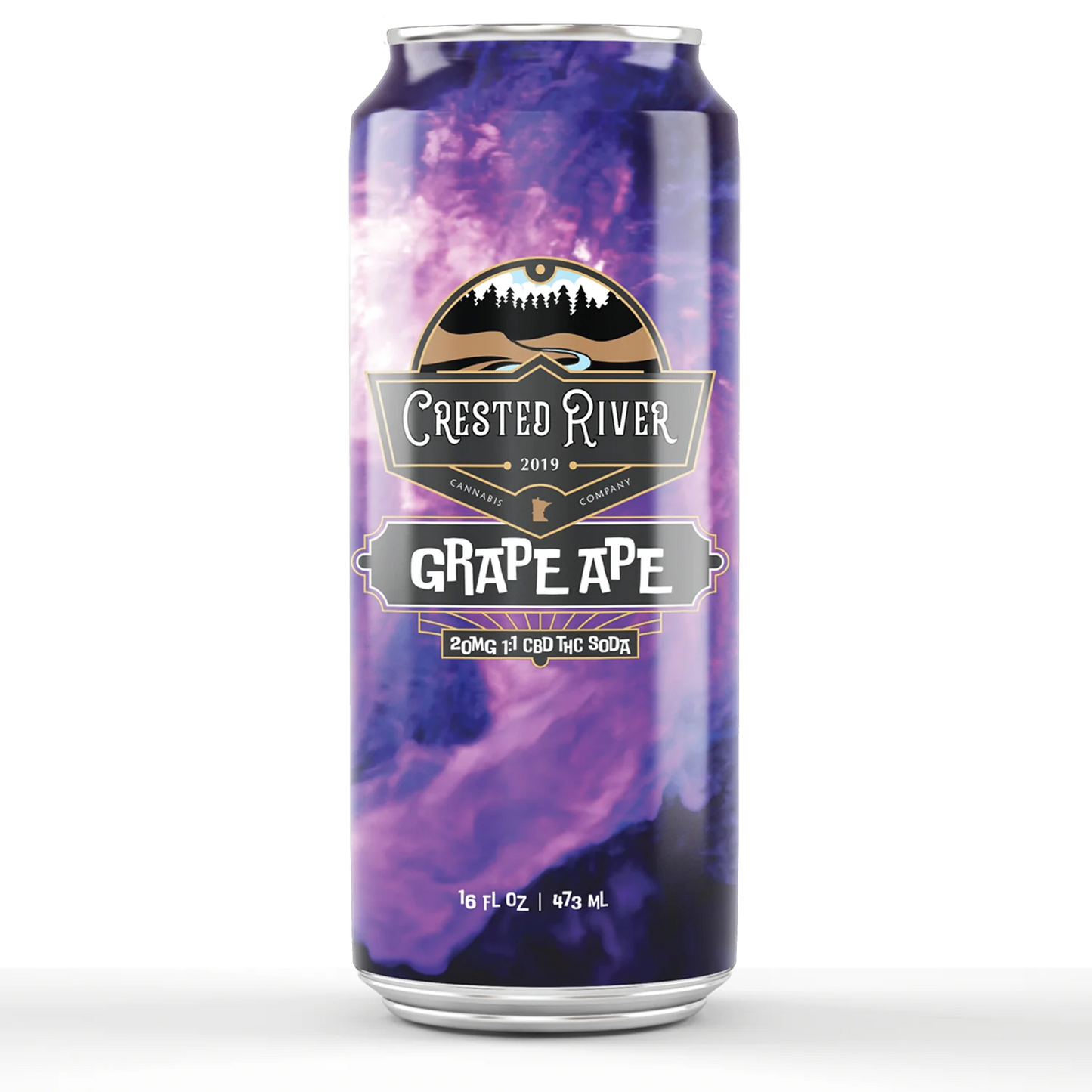 Crested River Homegrown Sodas Grape Ape 16 oz cans (4-Pack Special) 10 mg D9 & 10 mg CBD per can - (4 servings per can)