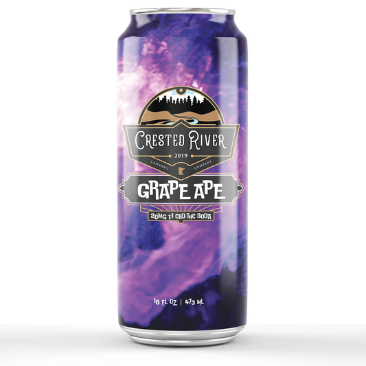 Crested River Homegrown Sodas Grape Ape 16 oz cans (4-Pack Special) 10 mg D9 & 10 mg CBD per can - (4 servings per can)