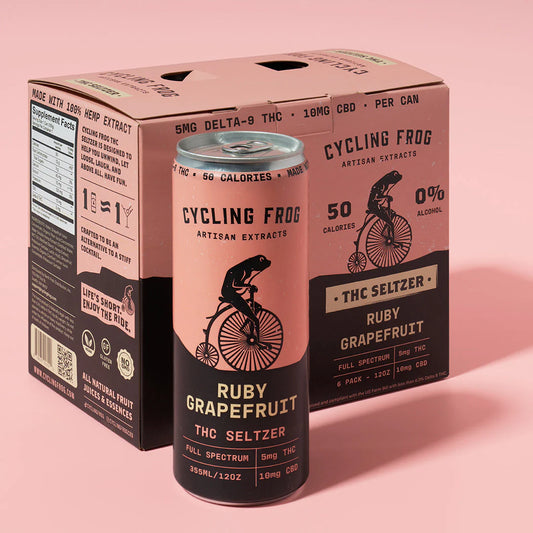Cycling Frog Ruby Grapefruit THC Seltzer, 6pk - 12 oz cans 5mg D9 & 10mg CBD each can