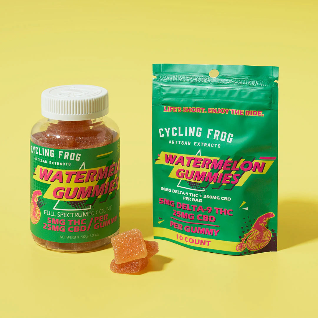 Cycling Frog Watermelon Gummies, 5mg THC + 25mg CBD thcgummystore