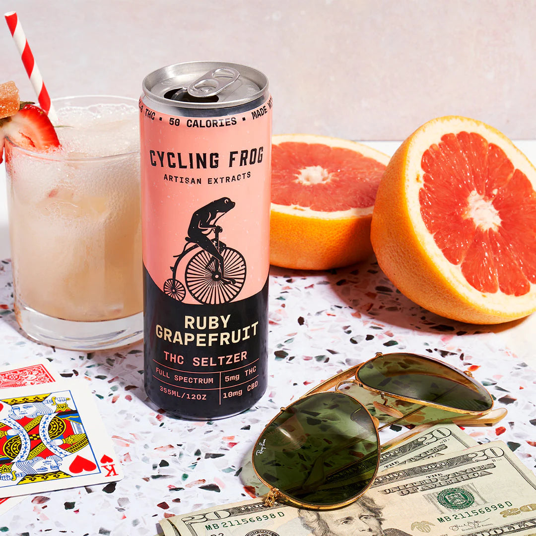 Cycling Frog Ruby Grapefruit THC Seltzer, 6pk - 12 oz cans 5mg D9 & 10mg CBD each can