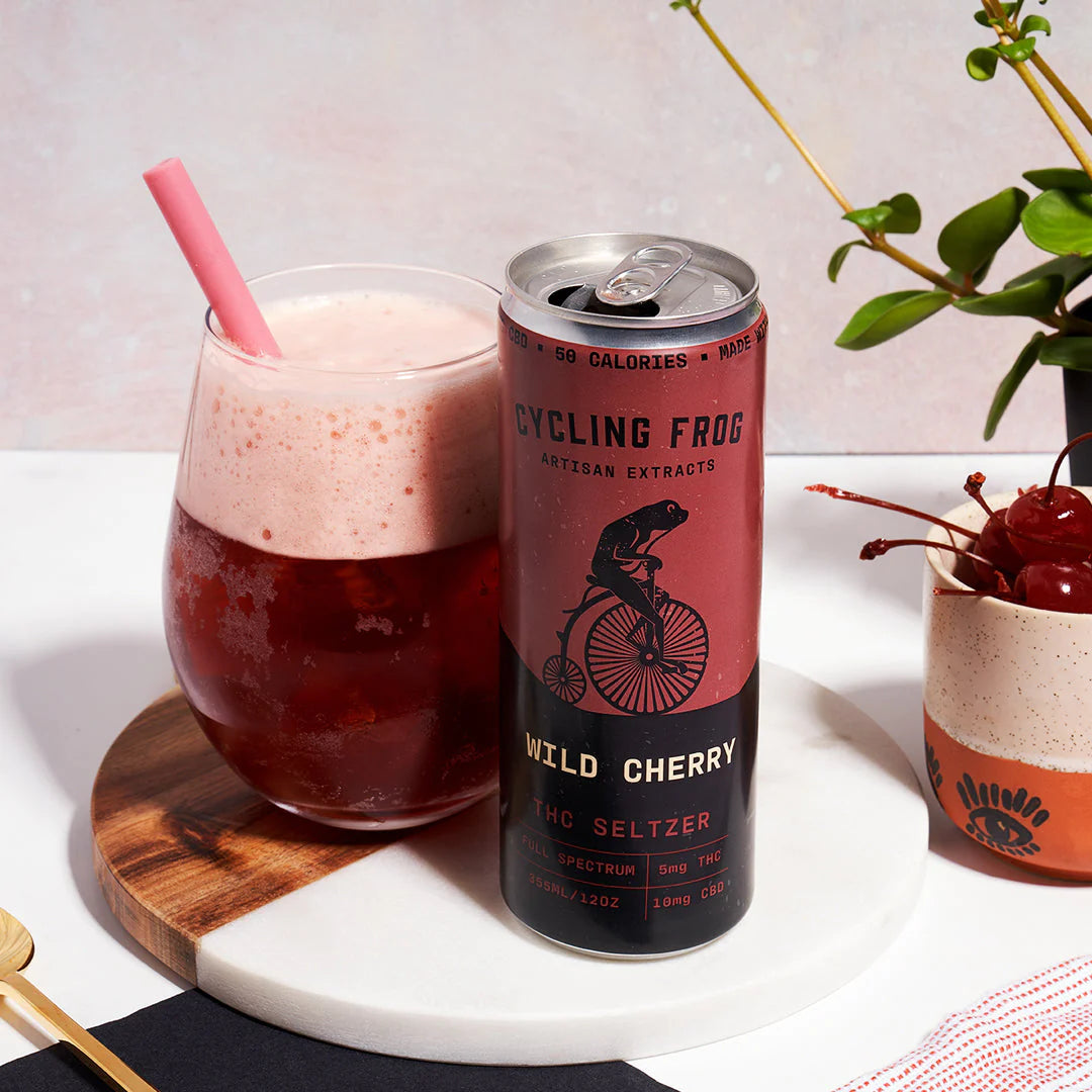 Cycling Frog Wild Cherry THC Seltzer, 6pk - 12 oz cans 5mg D9 & 10 mg CBD per can