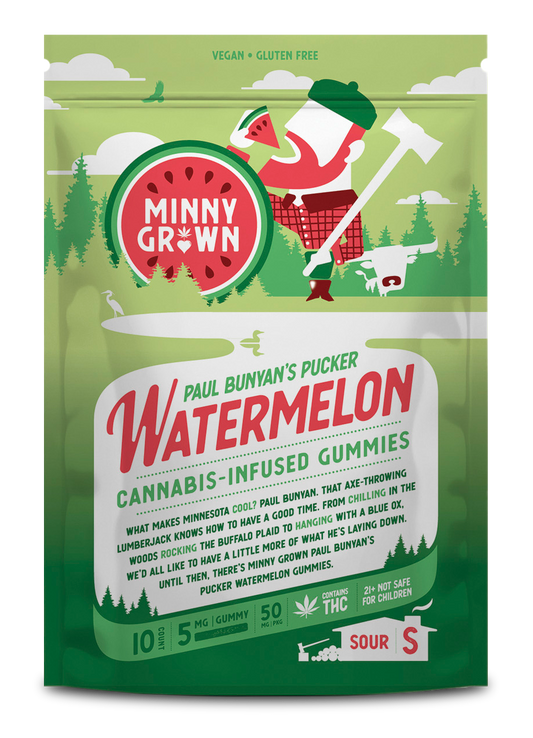 Minny Grown Watermelon THC Gummies 10 Piece Pack