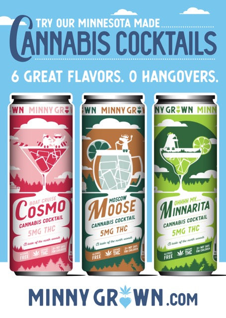 Minny Grown THC Cocktail – Moscow Moose (FOUR) 4 pack 5mg THC per can Alcohol Free. Only THC