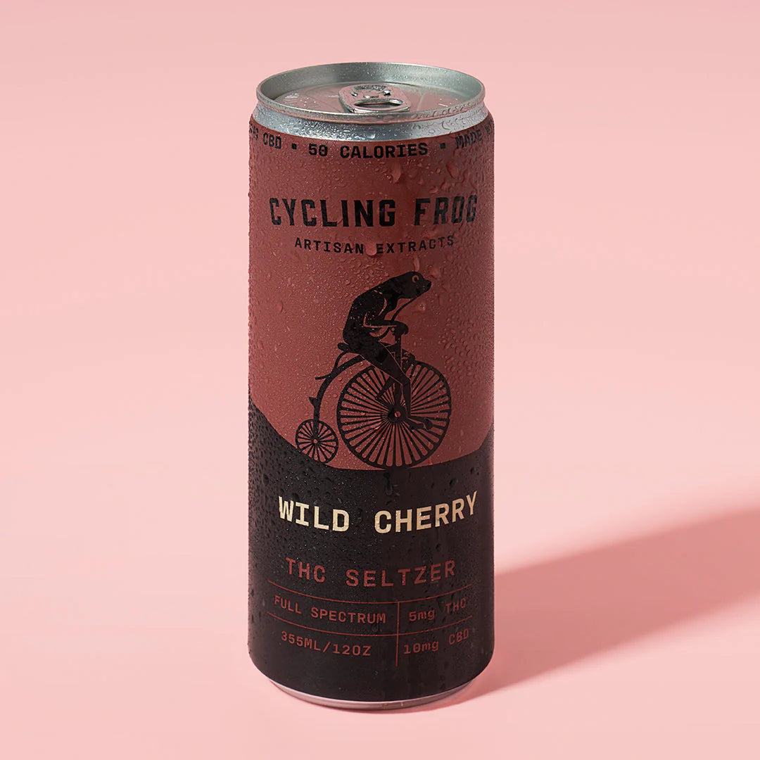 Cycling Frog Wild Cherry THC Seltzer, 6pk - 12 oz cans 5mg D9 & 10 mg CBD per can