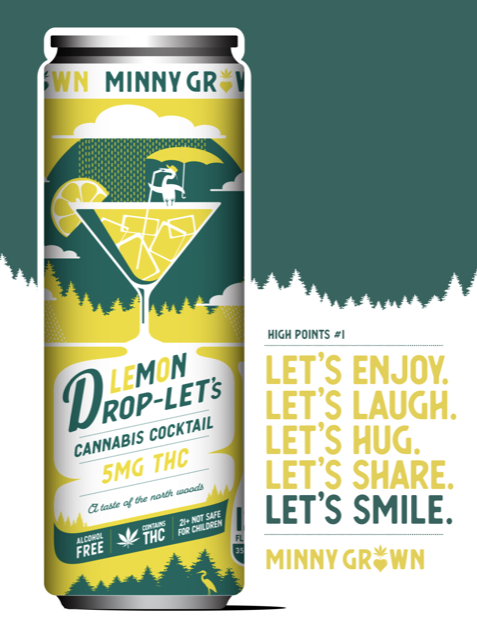 Minny Grown THC Cocktail – Lemon Drop-Let’s 4 pack 5mg THC per can Alcohol Free. Only THC