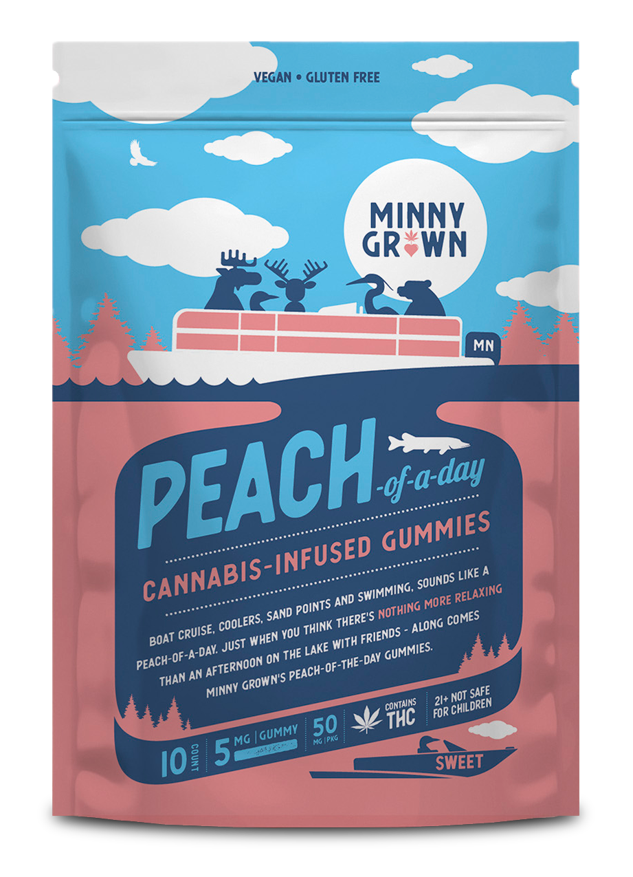 Minny Grown Peach THC Gummies 10 Piece Vegan Friendly