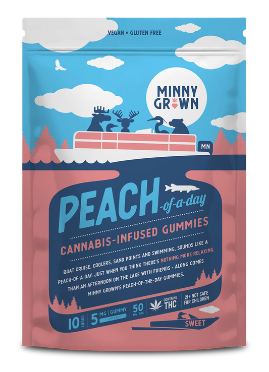 Minny Grown Peach THC Gummies 10 Piece Vegan Friendly