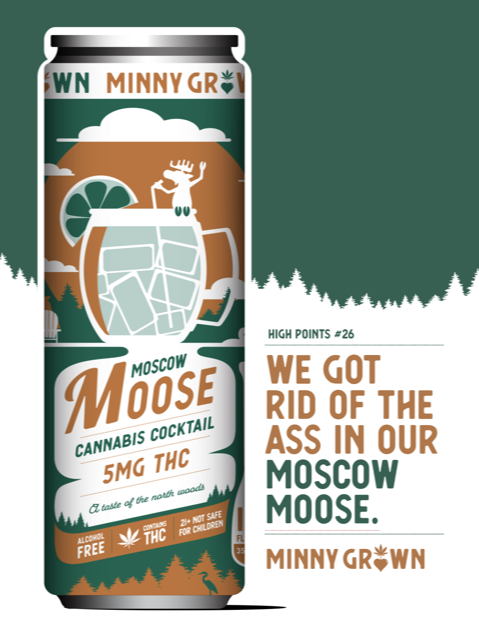 Minny Grown THC Cocktail – Moscow Moose (FOUR) 4 pack 5mg THC per can Alcohol Free. Only THC