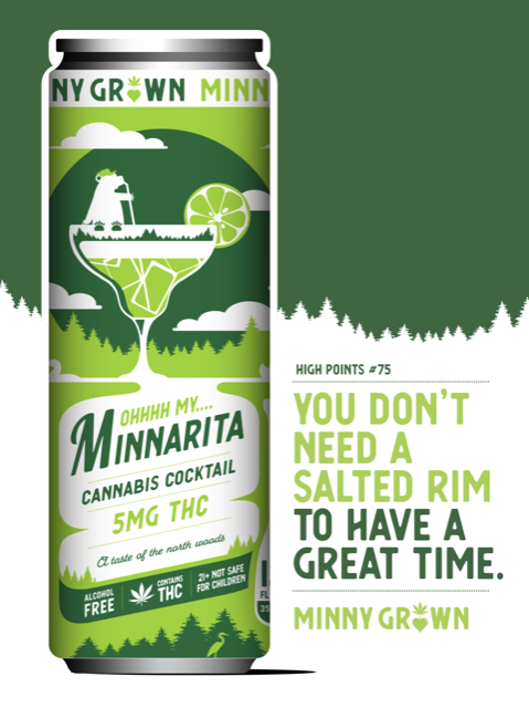 Minny Grown THC Cocktail – Minnarita 4 pack 5mg THC per can Alcohol Free. Only THC